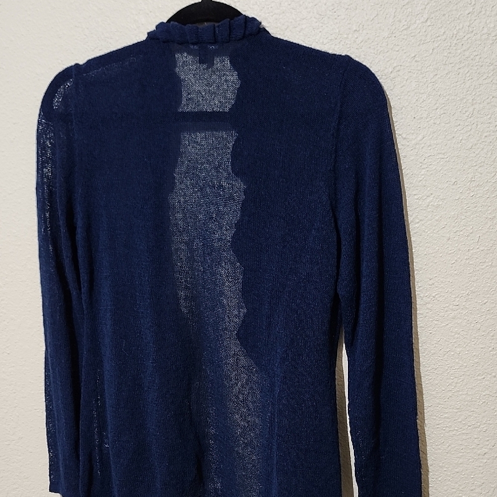 Eileen Fisher Blue Cardigan with Draped Front - Picture 10 of 11